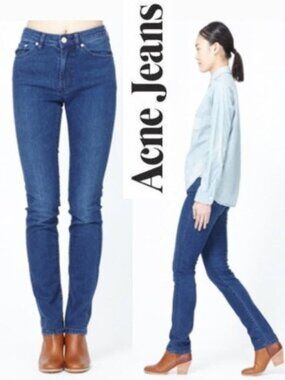 Acne Needle Marine Mid-Blue Jeans High-Rise Size 25